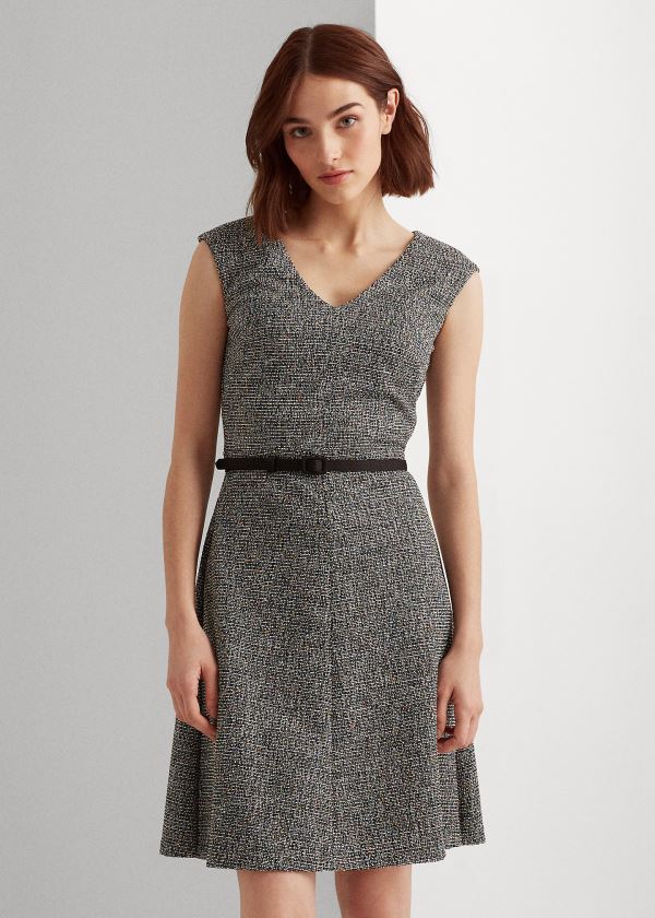 Women's Ralph Lauren Belted Tweed Dresses | 631895WPS